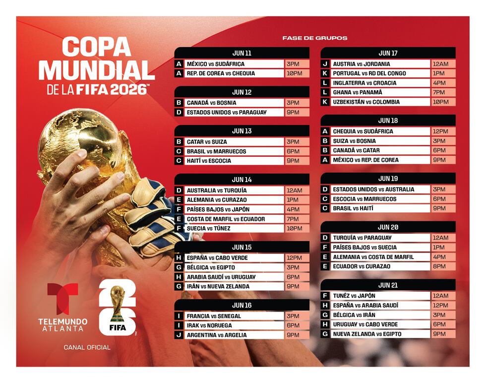Calendario de la Copa de Mundial de la FIFA 2026