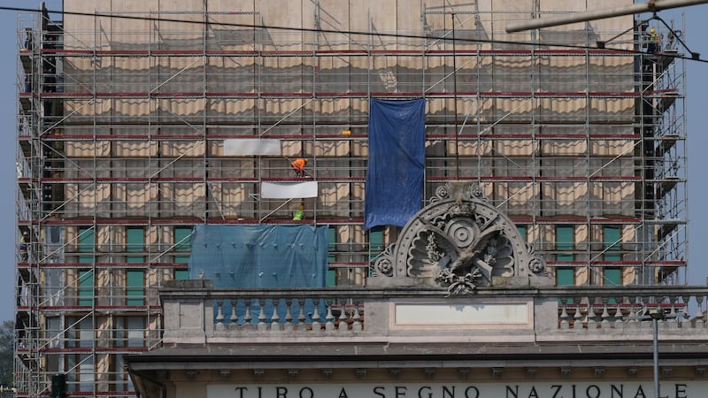 Una imagen de las obras del nuevo consulado de Estados Unidos en Milán, Italia, el lunes 8 de...